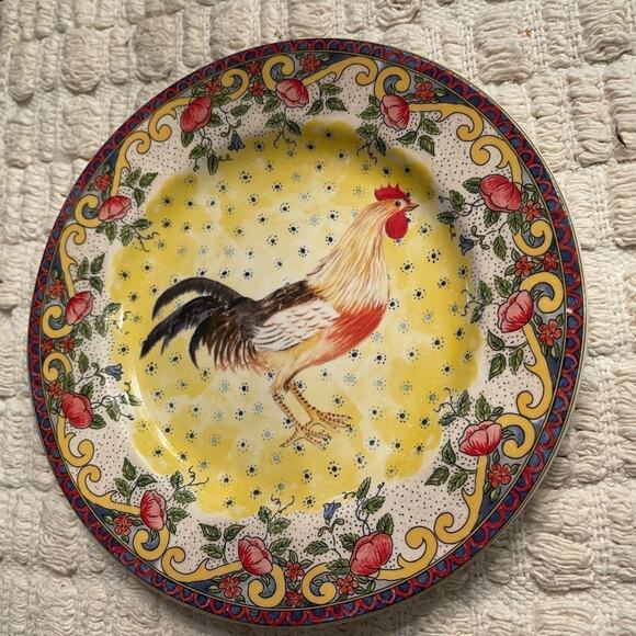 5-American Atelier Rooster lunch Plates 8-1/4” - Picture 1 of 11